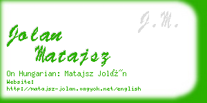 jolan matajsz business card